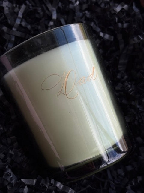 Dad candle engraving father's day daddy father personalised ideas engraved by hand professional calligraphy artist