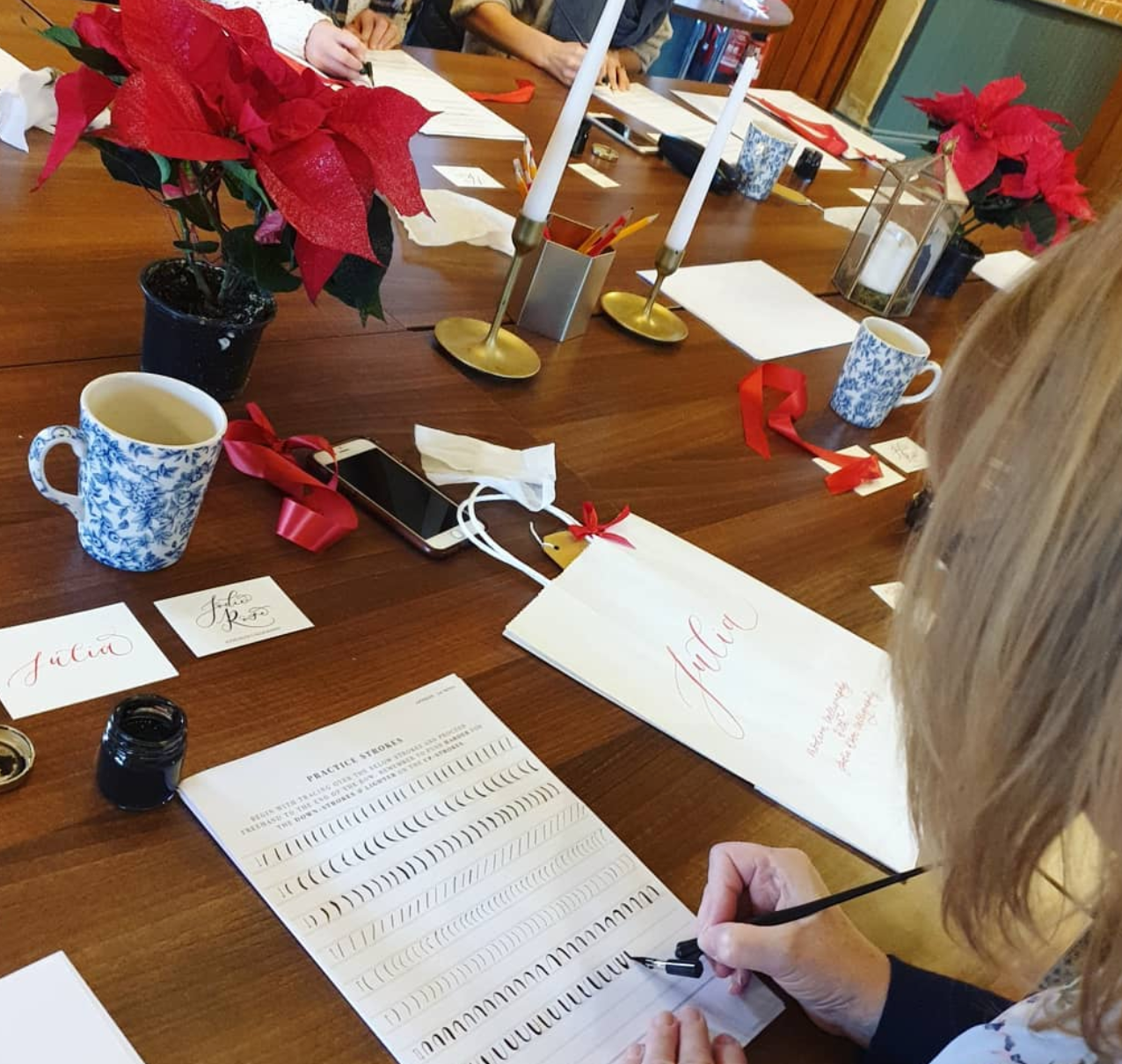 Learn Calligraphy for Christmas cards and gifts tags in Hampshire Surrey Berkshire London Jodie Rose Calligraphy
