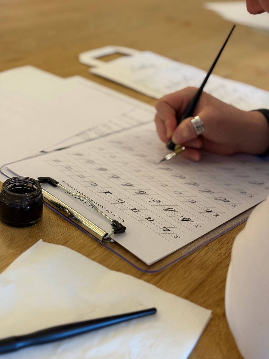 Teaching nib & ink calligraphy to the staff at Heckfield Place in Hampshire