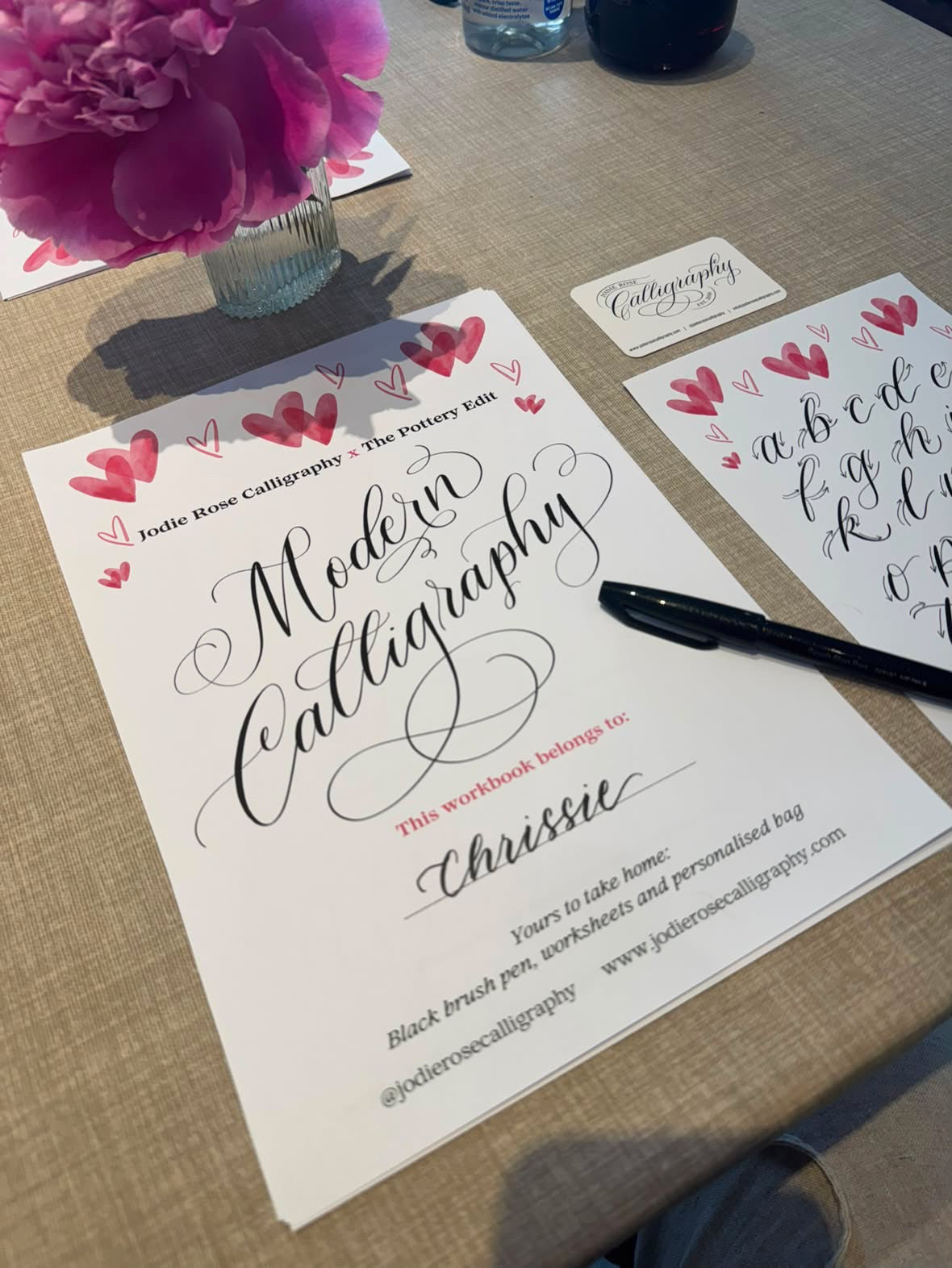 Brush Pen Modern Calligraphy Workshop - The Pottery Edit, Fleet
