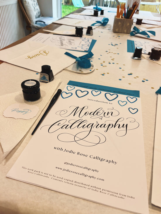 In-person modern calligraphy workshops for girls, where fun and creativity combine for a unique birthday celebration, as they learn the timeless skill of calligraphy lettering! Hampshire, Surrey, Berkshire, Wiltshire and London.