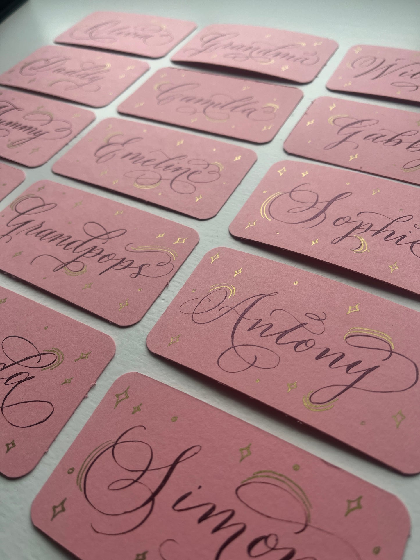 Handwritten Flourished Place Cards with Metallic Ink - Girls