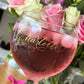 Wine and gin glass flute perfume fragrance calligraphy engraving customisation personalisation service in Hampshire London Surrey Berkshire UK bridal party ideas wedding guests luxury gift ideas for loved ones engraved with calligraphy name handmade Jodie Rose Calligraphy
