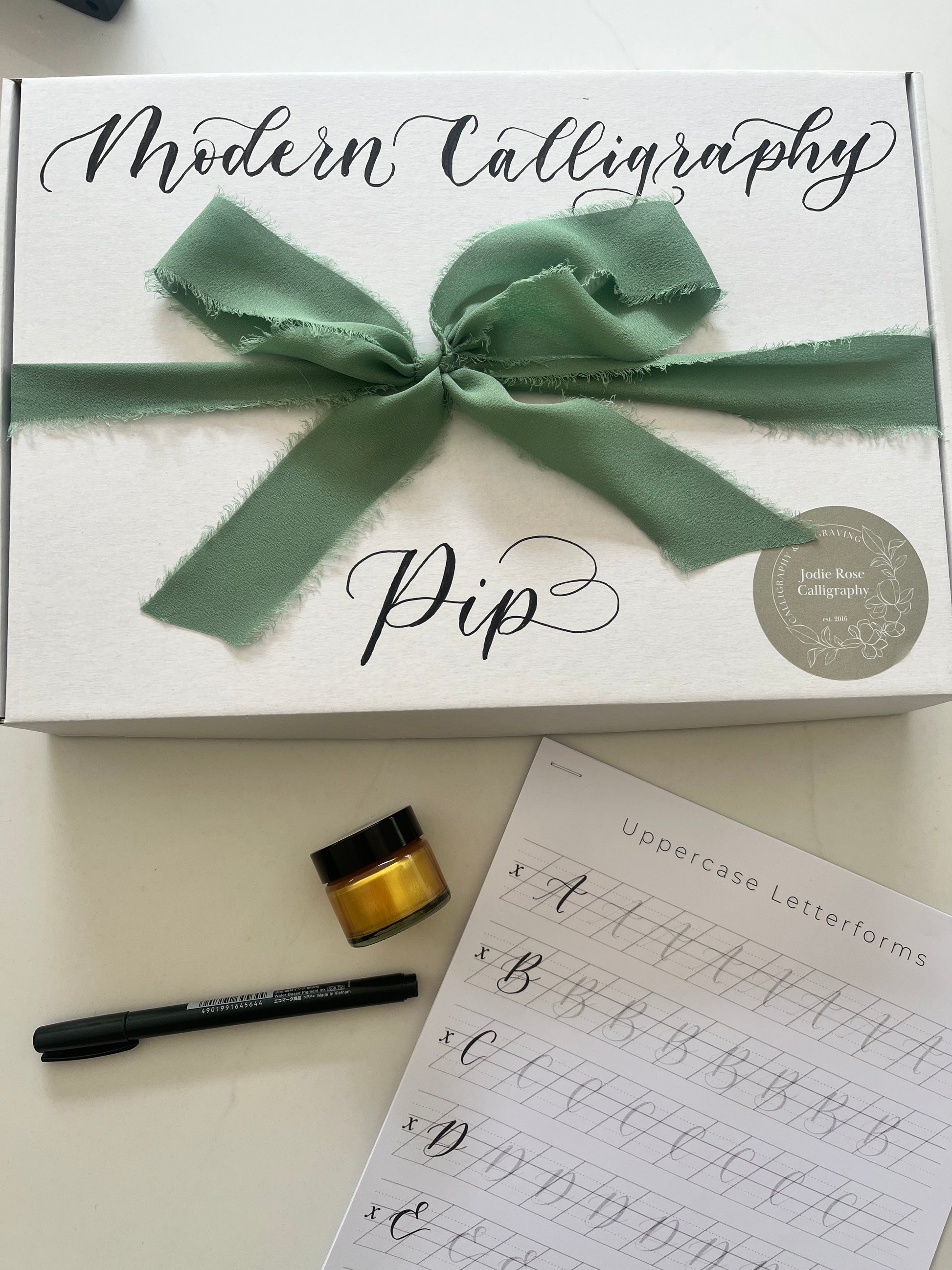 Modern Calligraphy Kit for Beginners - Complete Starter Set with calligraphy pen holder, nib, Ink, and Instructional Guided worksheets