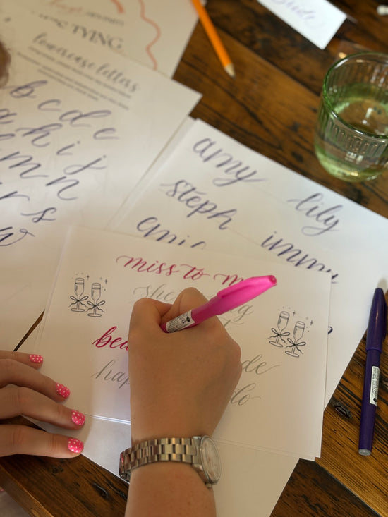 creative hen do idea lettering and calligraphy handwriting 