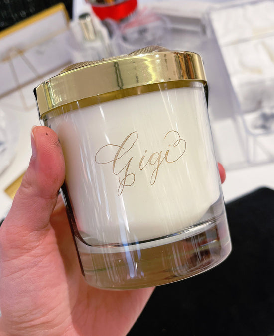 Jo Malone Candle Calligraphy Engraving Live Event Artist London Hampshire Surrey Berkshire