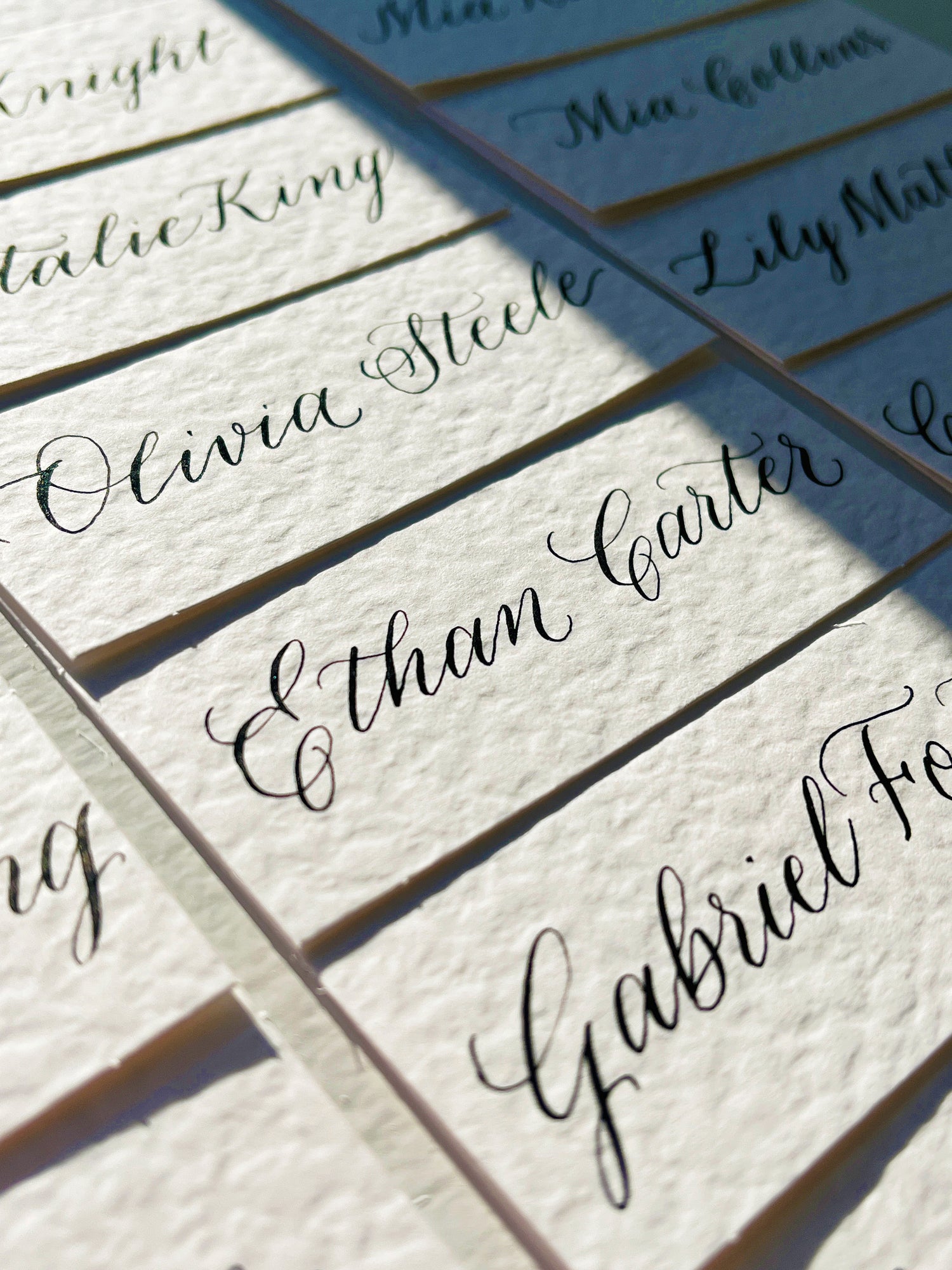 Place Cards Setting Names Calligraphy Engraving Live Event Artist London Hampshire Surrey Berkshire