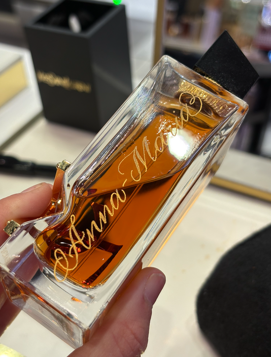 Yves Saint Laurent YSL at Heathrow London Calligraphy Engraving Live Event Artist Personalisation London Hampshire Surrey Berkshire Jodie Rose Calligraphy